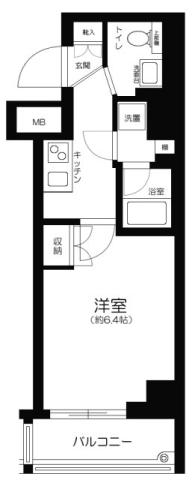 プレセダンヒルズ門前仲町(1K/2階)の間取り写真