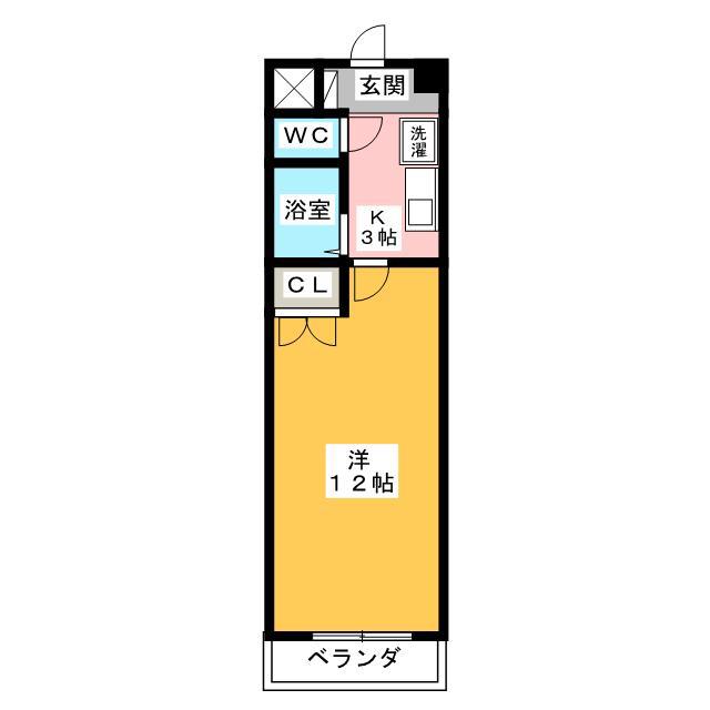 ARTRAマンション C棟(1K/6階)の間取り写真