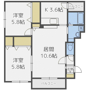 エクセロンII(2LDK/3階)の間取り写真