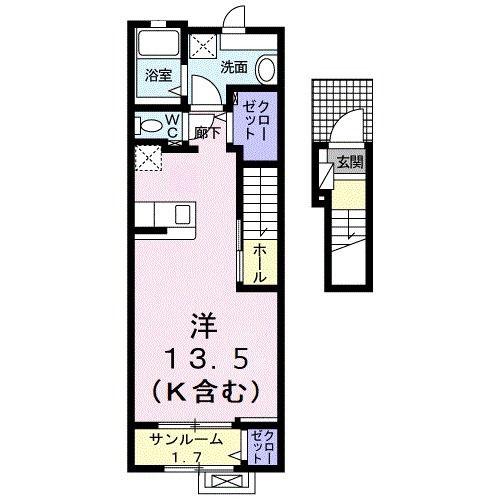 菫1ST(ワンルーム/2階)の間取り写真