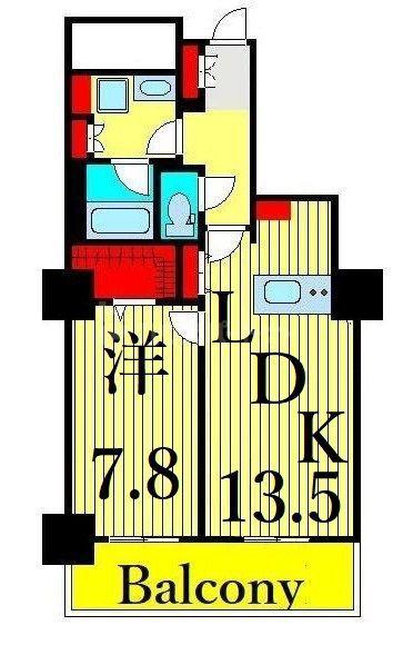 ロイヤルパークスタワー南千住(1LDK/15階)の間取り写真