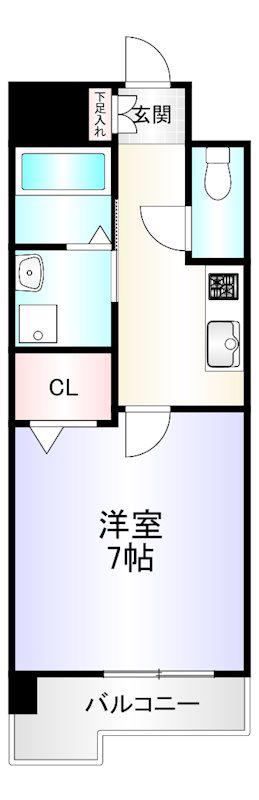 BERGAMOTTO片野駅前(1K/7階)の間取り写真