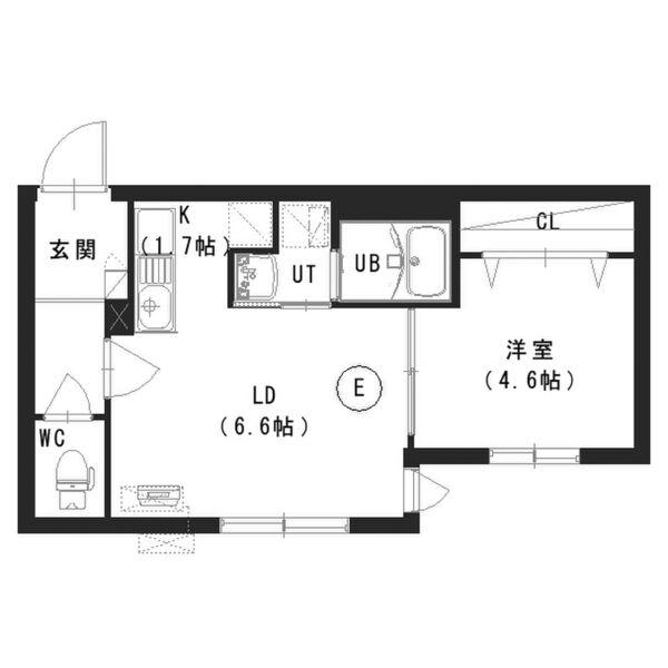ウィン栄町(1LDK/1階)の間取り写真