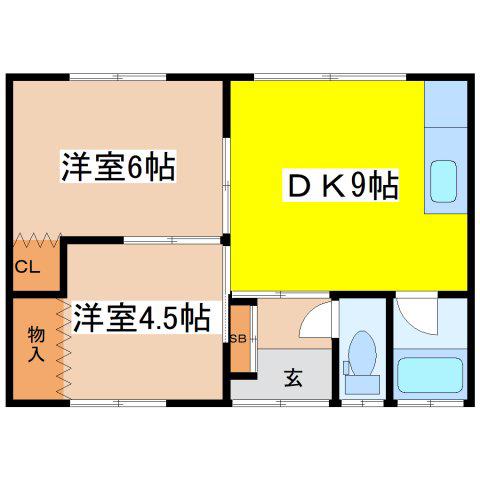 小川ハイツ(2DK/1階)の間取り写真