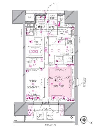 ピアース渋谷ウエスト(1LDK/3階)の間取り写真