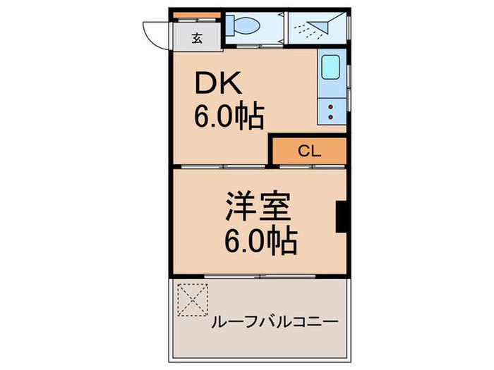 ノースサイドコーポ(1DK/3階)の間取り写真