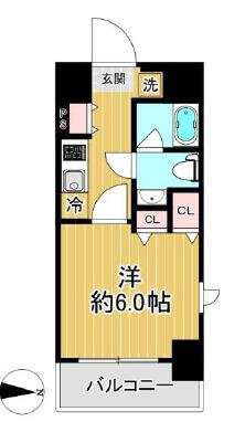 ショーケンレジデンス横浜桜木町(1K/3階)の間取り写真