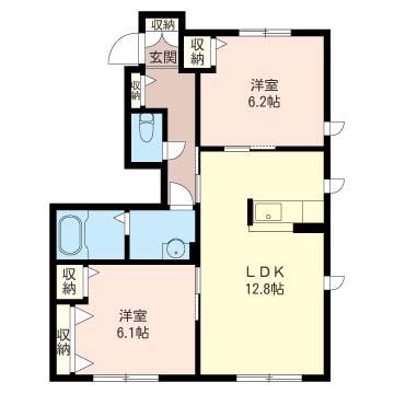 コライユA(2LDK/1階)の間取り写真
