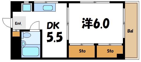 品川ハイツ(1DK/2階)の間取り写真