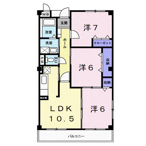 カーサグリーンII(3LDK/3階)の間取り写真