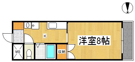 アークハイツ倉敷(1K/2階)の間取り写真
