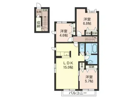 EL CIELO AZUL F棟(3LDK/2階)の間取り写真