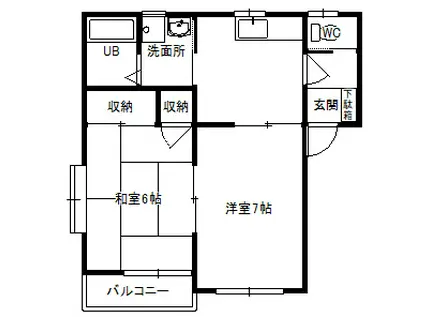 ミラハイツD(2K/2階)の間取り写真