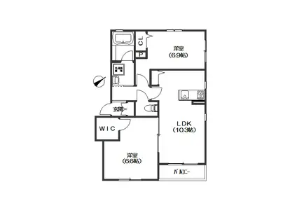 ANELA 山手(2LDK/2階)の間取り写真