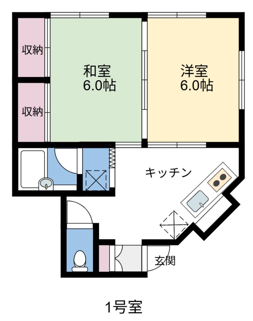 メゾントキワ(2DK/1階)の間取り写真