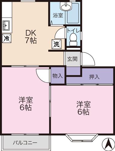 M&Cタウン(2DK/1階)の間取り写真
