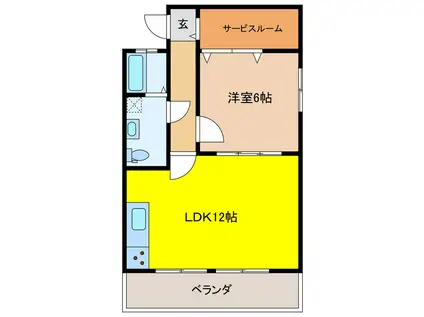 杉本ビル(1SLDK/3階)の間取り写真