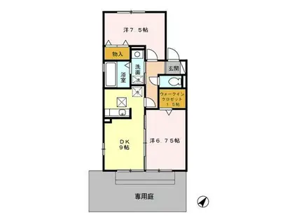 シャトンA(2DK/1階)の間取り写真