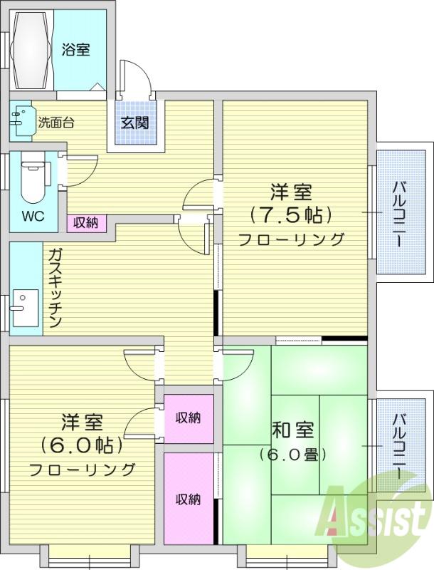 コーポ高原(3K/2階)の間取り写真