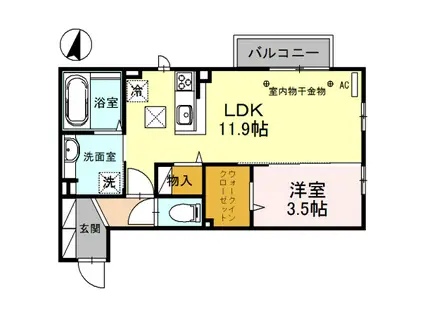 クレセントSK II(1LDK/1階)の間取り写真