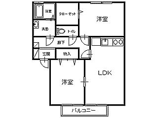 メゾンリセス(2LDK/2階)の間取り写真