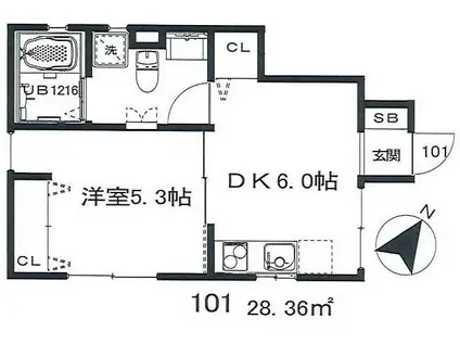 ベルハウス(1DK/1階)の間取り写真