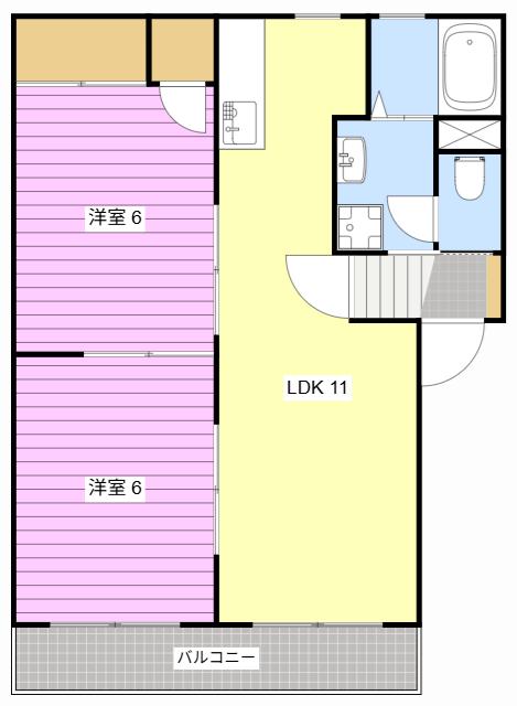 エクセル大東B(2LDK/1階)の間取り写真