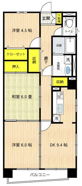 クレスト滝野川II(3DK/10階)の間取り写真