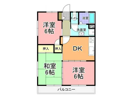 サンルーム・ヴィレッジ(3DK/2階)の間取り写真