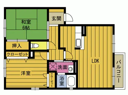 グリーンコーポ永野D棟(2LDK/1階)の間取り写真
