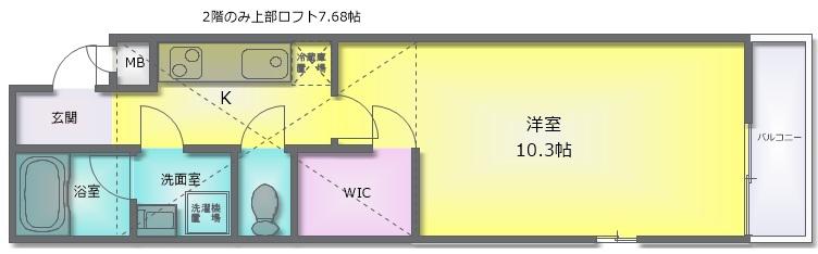 リバーサイド金岡七番館(1K/2階)の間取り写真