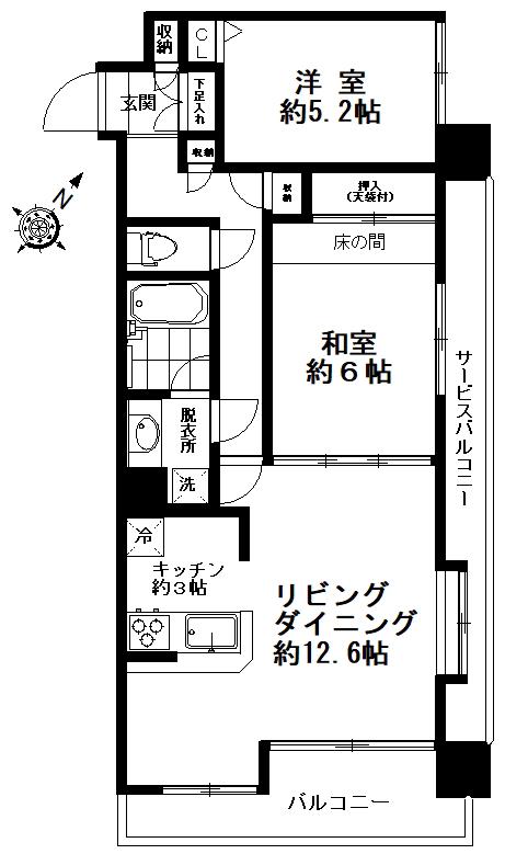 グランコピエ大井町駅前(2LDK/11階)の間取り写真