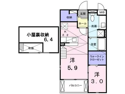 オンフォレストギオン(1LDK/2階)の間取り写真