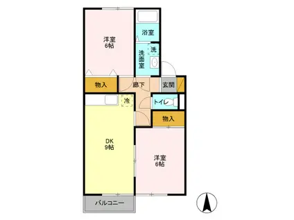 D-ROOM パークサイド202(2DK/2階)の間取り写真