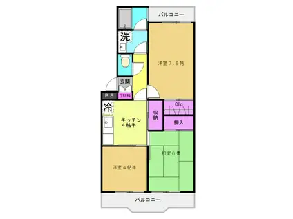 桐華マンション(3K/2階)の間取り写真