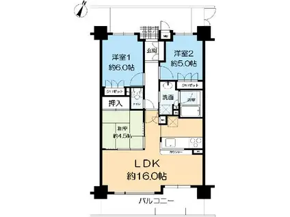 ローレルコート六甲記田町(3LDK/5階)の間取り写真