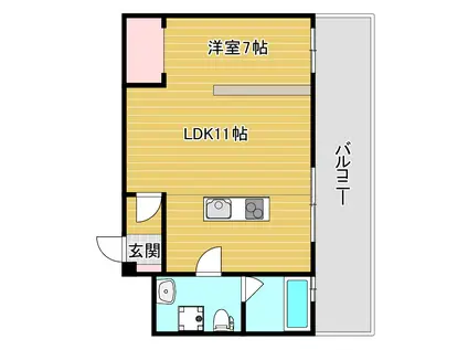 ラクメンビル(1LDK/10階)の間取り写真