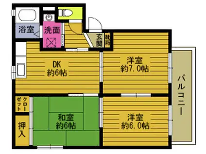 グランメゾン関園A(3DK/2階)の間取り写真
