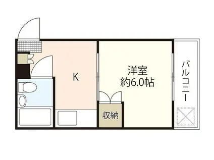 サムソン都町(1K/2階)の間取り写真