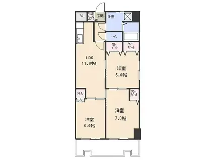 ミルウィンドウ(3LDK/6階)の間取り写真