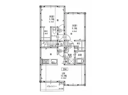 ひよりレジデンス岩井(2LDK/2階)の間取り写真