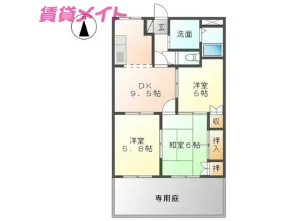 RUMINACE(3DK/3階)の間取り写真