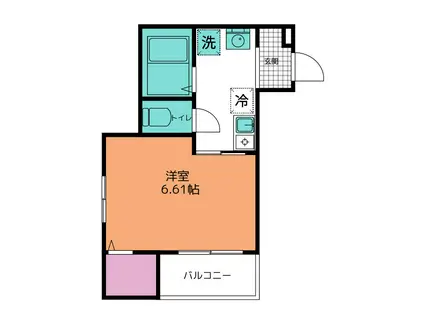 MELDIA指扇(1K/1階)の間取り写真