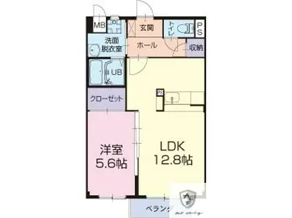 リビオン下沖 A(1LDK/1階)の間取り写真