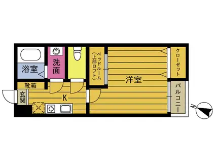 PROSPERITA HAGIWARA(1K/2階)の間取り写真