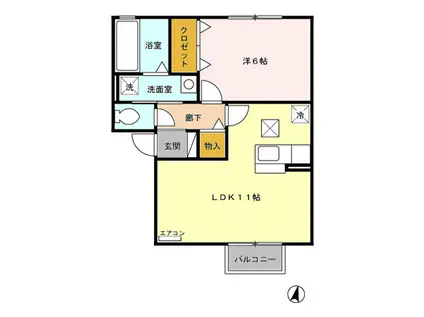 アトリオ小新 A102(1LDK/1階)の間取り写真