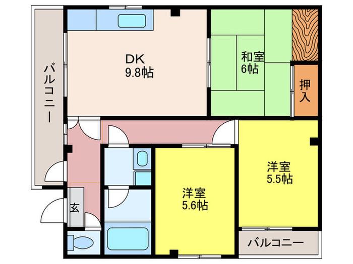 ノースバレー川崎(3DK/2階)の間取り写真