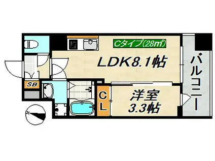 SDグランツ三宮イーストフロント(1LDK/2階)の間取り写真