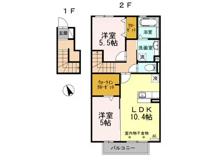 ウィステリア寿々(2LDK/2階)の間取り写真