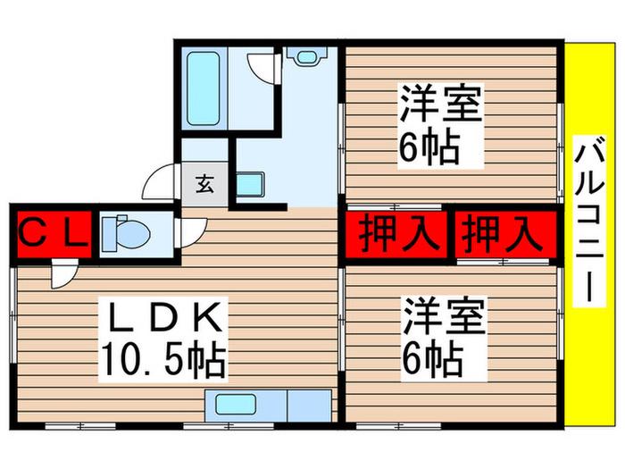 シティハイムチハルI(2LDK/1階)の間取り写真